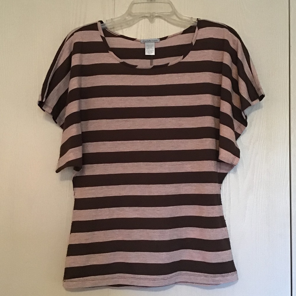 Charlotte Russe Striped Sparkly Brown Top